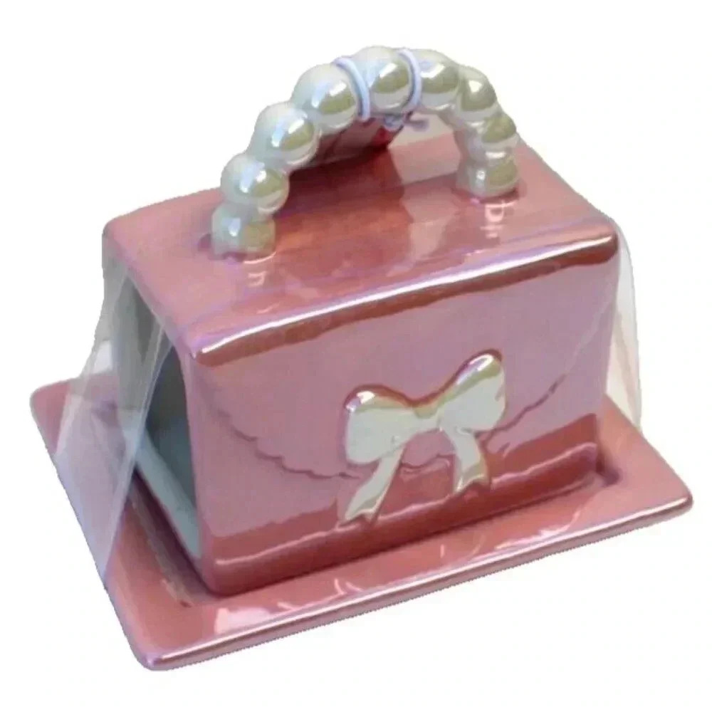 New Pink Opal Purse W/ Beaded Handle Handbag Coffe / Tea Mug Set